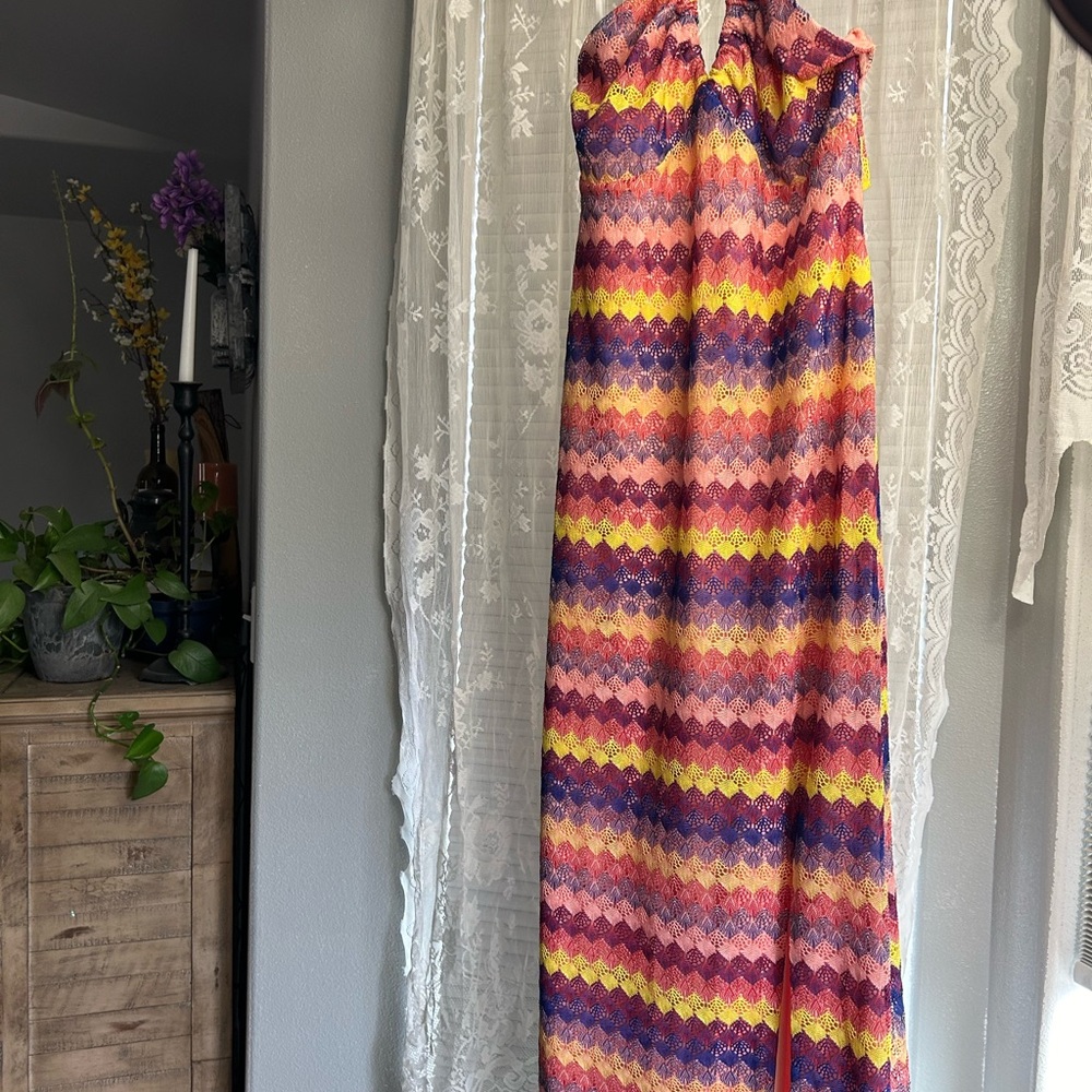 Colorful Halter Maxi Dress
